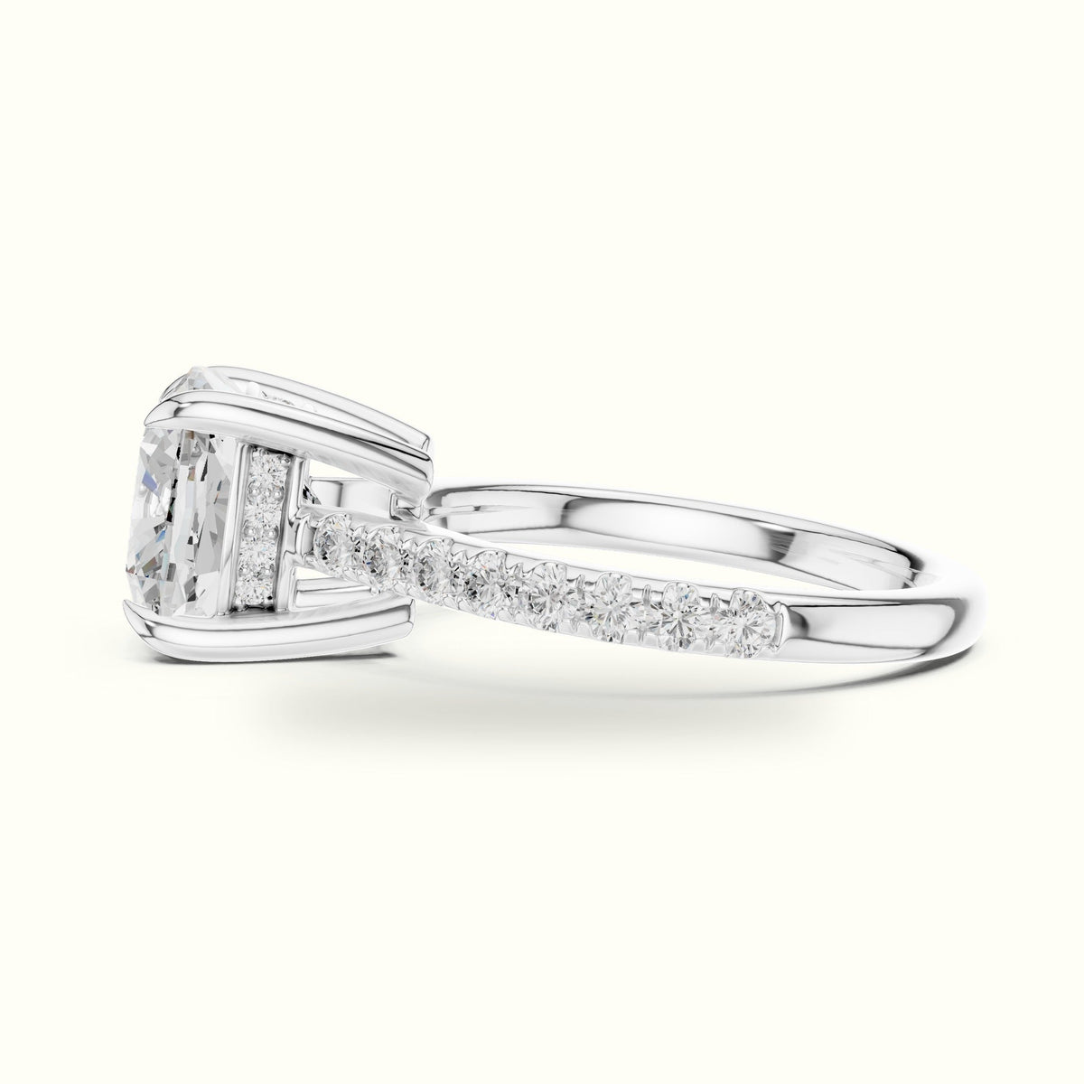 Cushion Hidden Halo Lab-Grown Diamond Ring — White gold, view 3 | Crystal N Cuts