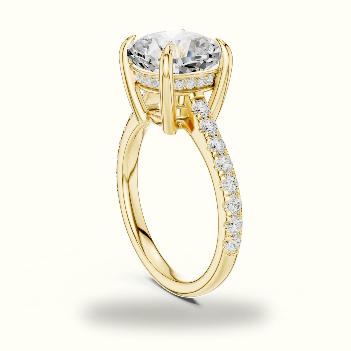 Cushion Hidden Halo Lab-Grown Diamond Ring — Yellow gold, view 1 | Crystal N Cuts