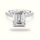 Emerald Cut Basket with Hidden Halo Lab-Grown Diamond Solitaire Ring