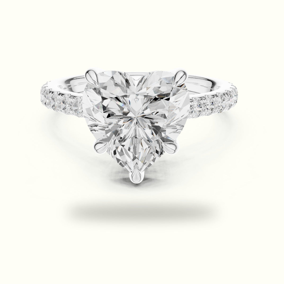 Heart Basket with Hidden Halo Lab-Grown Diamond Solitaire Ring — White gold, front view | Crystal N Cuts