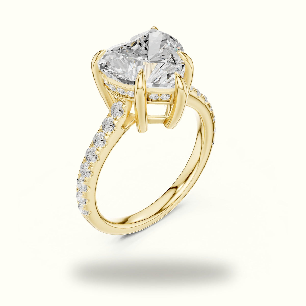 Heart Basket with Hidden Halo Lab-Grown Diamond Solitaire Ring — Yellow gold, view 2 | Crystal N Cuts