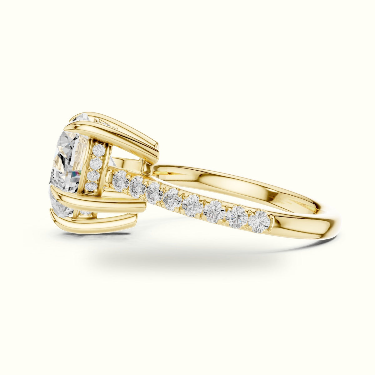 Heart Basket with Hidden Halo Lab-Grown Diamond Solitaire Ring — Yellow gold, view 3 | Crystal N Cuts