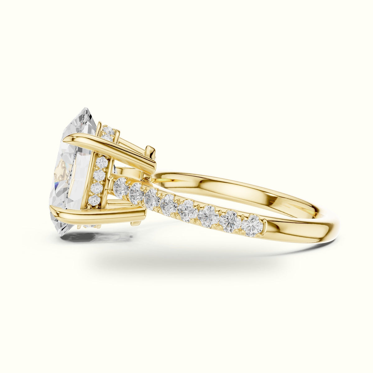Oval Basket with Hidden Halo Lab-Grown Diamond Solitaire Ring — Yellow gold, view 3 | Crystal N Cuts