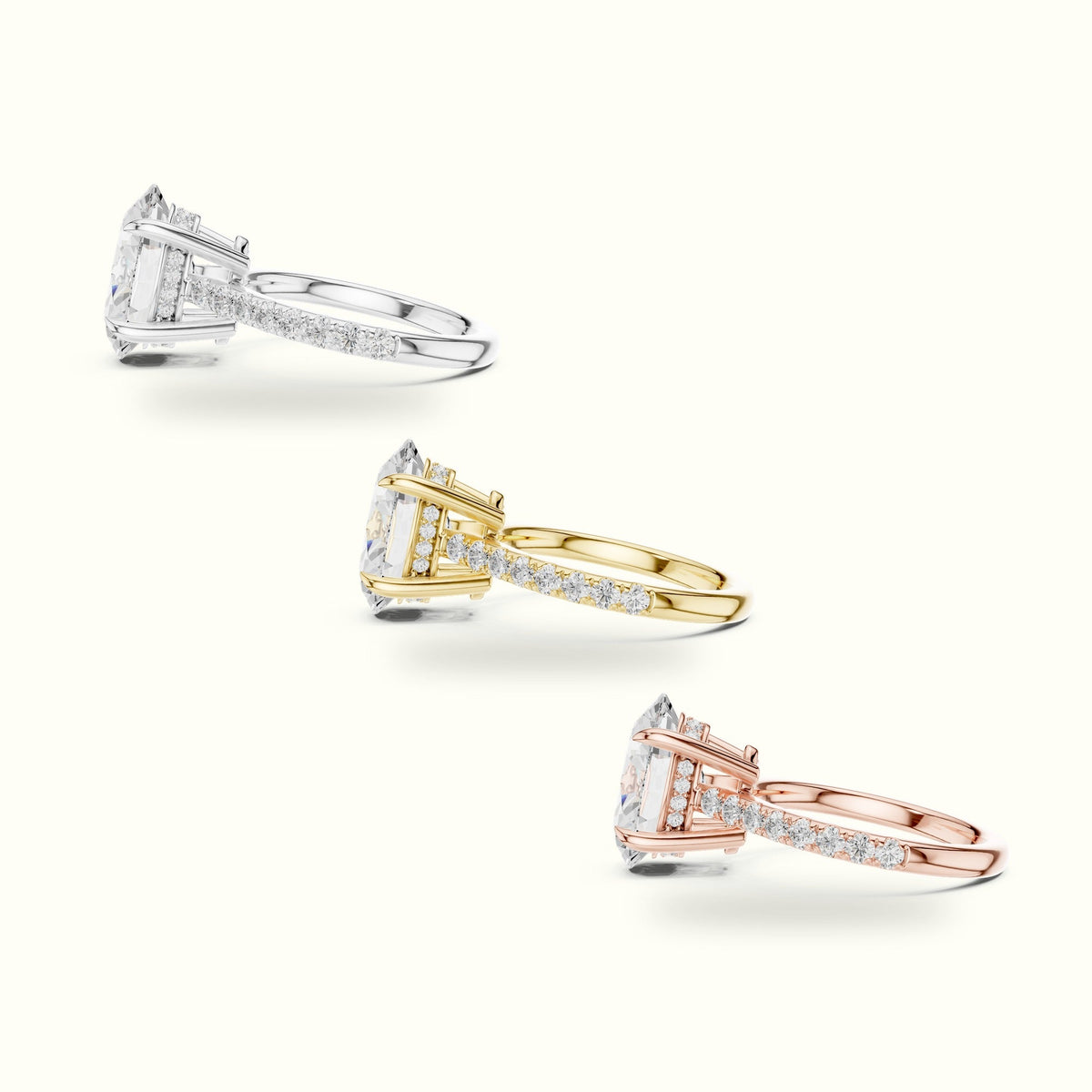 Oval Basket with Hidden Halo Lab-Grown Diamond Solitaire Ring — White gold, in yellow, white and rose gold | Crystal N Cuts