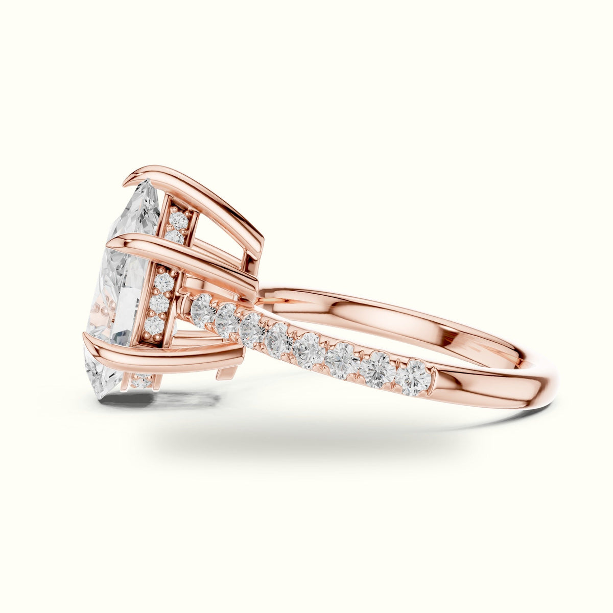 Pear Basket with Hidden Halo Lab-Grown Diamond Solitaire Ring — Rose gold, view 3 | Crystal N Cuts