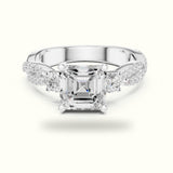 Asscher Cut Split Shank Three-Stone Lab-Grown Diamond Engagement Ring