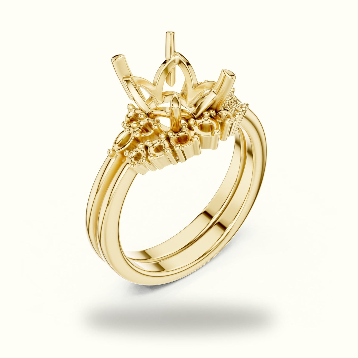 Emerald Cut Lab-Grown Diamond Basket Solitaire Ring — Yellow gold, view 2 | Crystal N Cuts