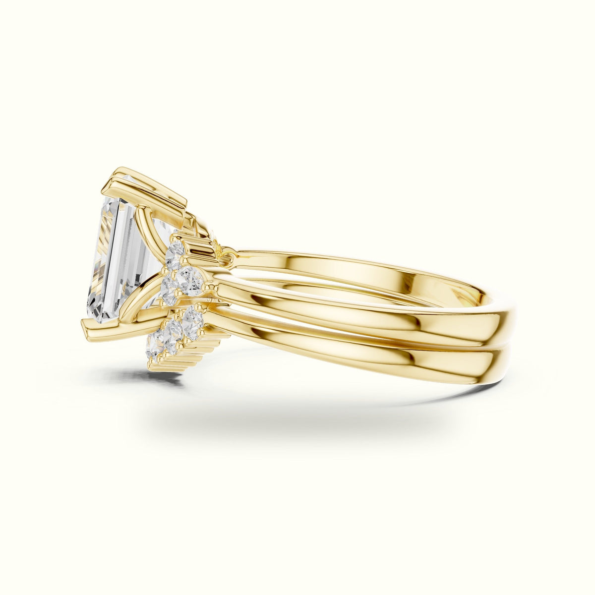 Emerald Cut Lab-Grown Diamond Basket Solitaire Ring — Yellow gold, view 3 | Crystal N Cuts