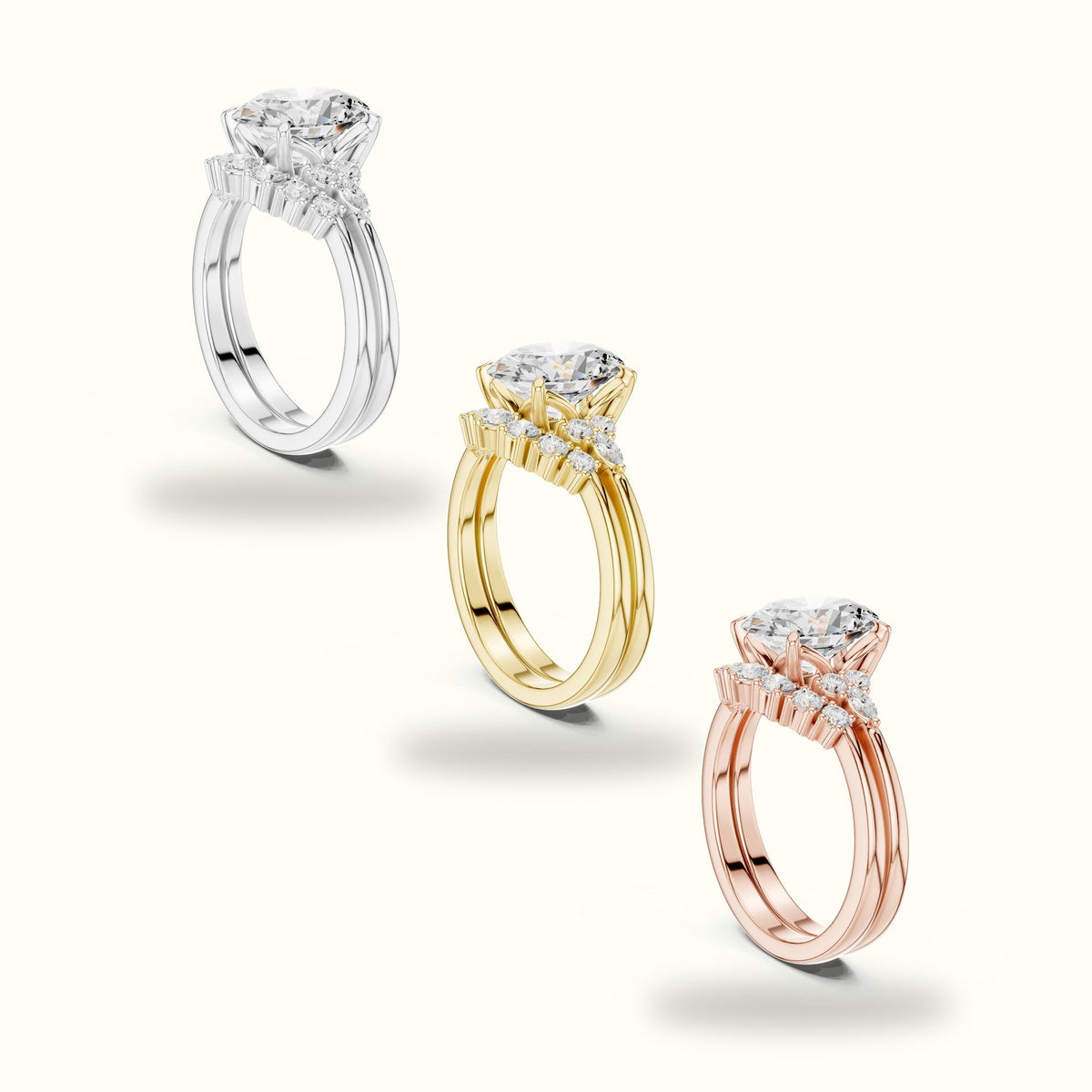 Oval Lab-Grown Diamond Solitaire Ring with Band — Rose gold, in yellow, white and rose gold | Crystal N Cuts