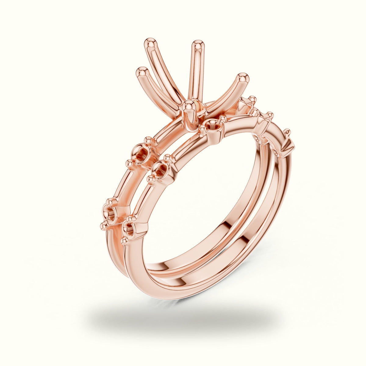 Pear Lab-Grown Diamond Solitaire Ring with lab-grown diamond Band — Rose gold, view 2 | Crystal N Cuts