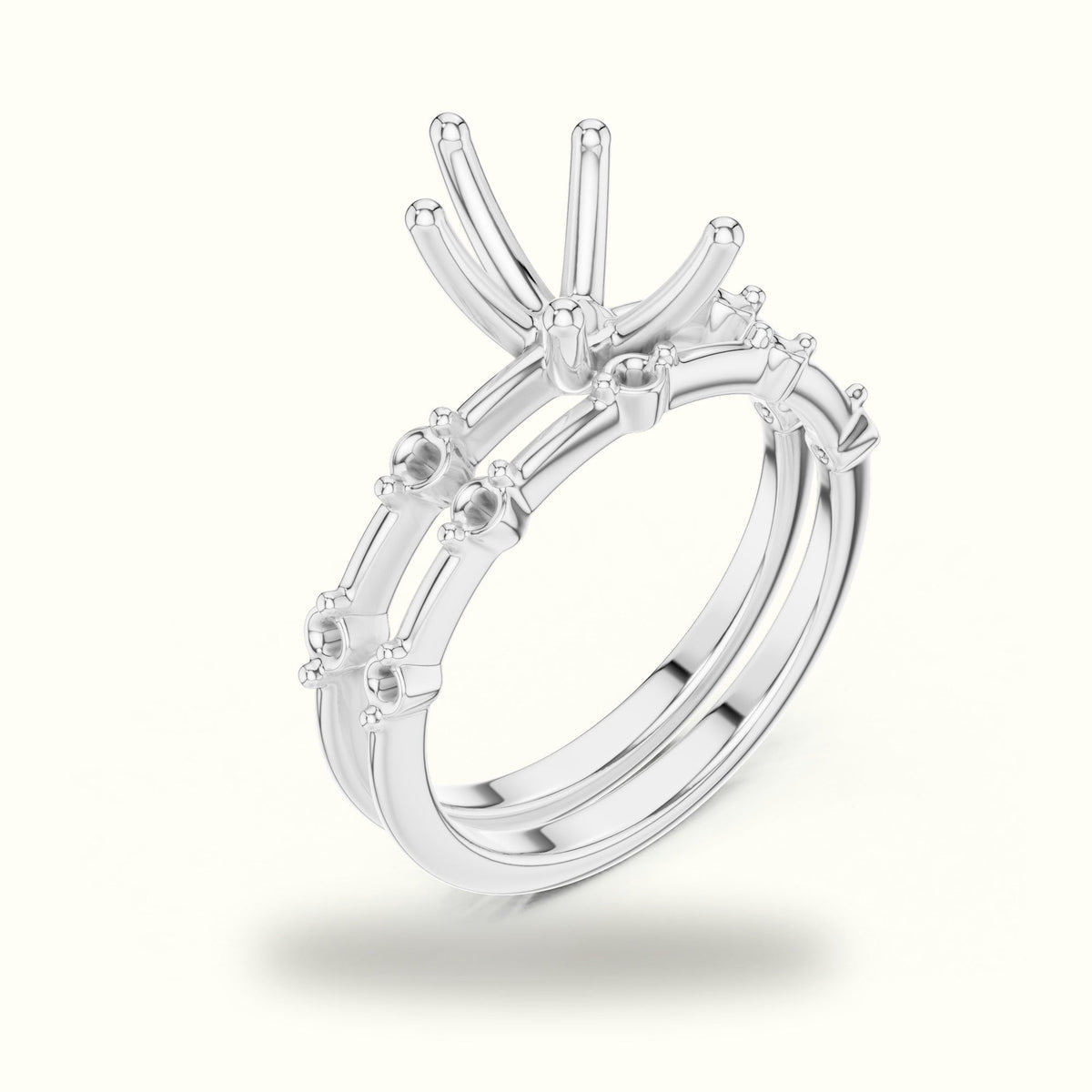 Pear Lab-Grown Diamond Solitaire Ring with lab-grown diamond Band — White gold, view 2 | Crystal N Cuts