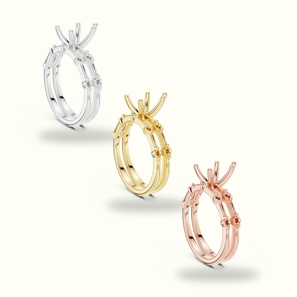 Pear Lab-Grown Diamond Solitaire Ring with lab-grown diamond Band — Yellow gold, in yellow, white and rose gold | Crystal N Cuts