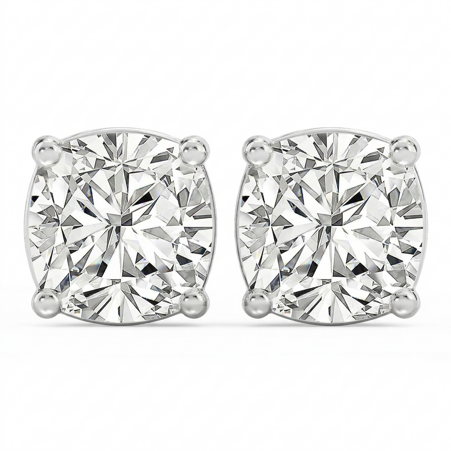 12.00 CT. T.W. Square Cushion Cut Lab-Grown Diamond Stud Earrings in 14K White Gold (E/VS1)