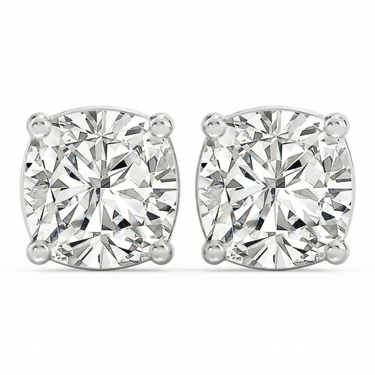 12.00 CT. T.W. Square Cushion Cut Lab-Grown Diamond Stud Earrings in 14K White Gold (E/VS1)