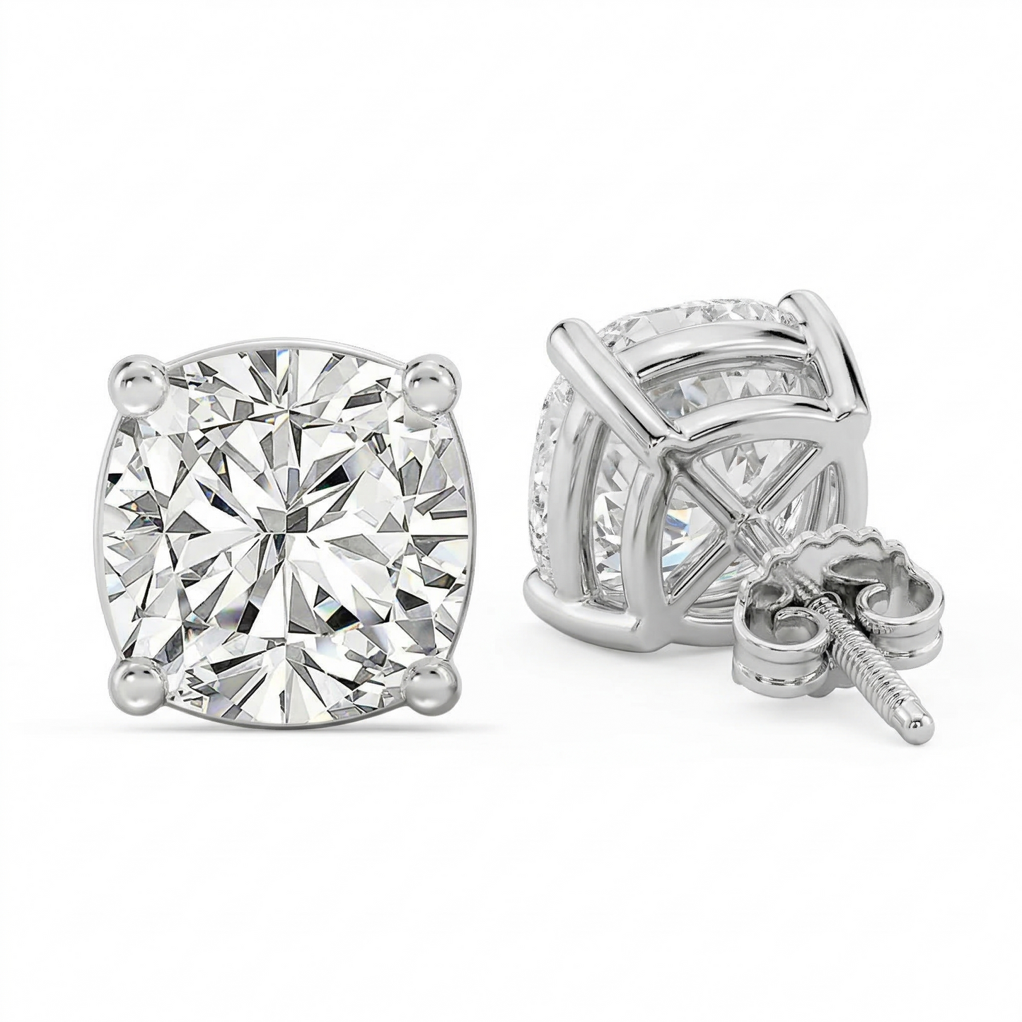 12.00 CT. T.W. Square Cushion Cut Lab-Grown Diamond Stud Earrings in 14K White Gold (E/VS1)