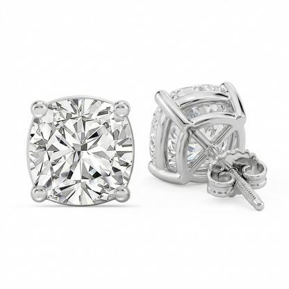 12.00 CT. T.W. Square Cushion Cut Lab-Grown Diamond Stud Earrings in 14K White Gold (E/VS1)